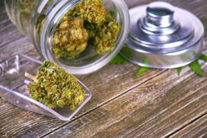 weed strain in a jar